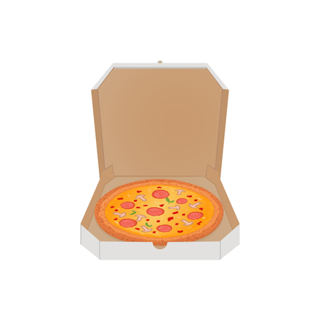 Pizza na ilustração vetorial de caixa em fundo branco  Ilustração