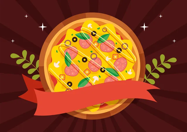 National Pizza Day Vector Illustration On February 9 With Various Toppings On Each Slice For Poster Or Banner In Flat Cartoon Background Design 일러스트레이션