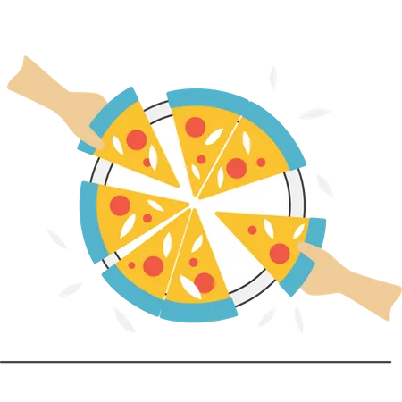 Pizza Sharing Illustration