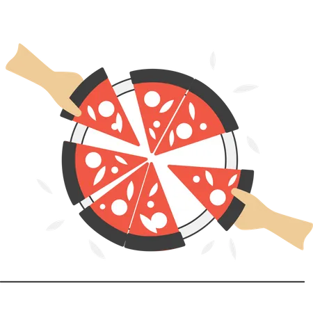 Pizza Sharing Illustration