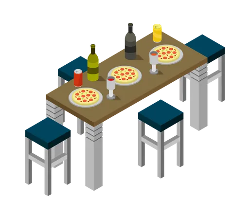 Pizza table Illustration