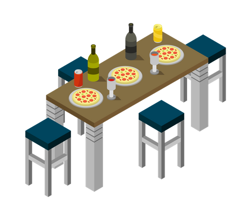 Pizza table  Illustration