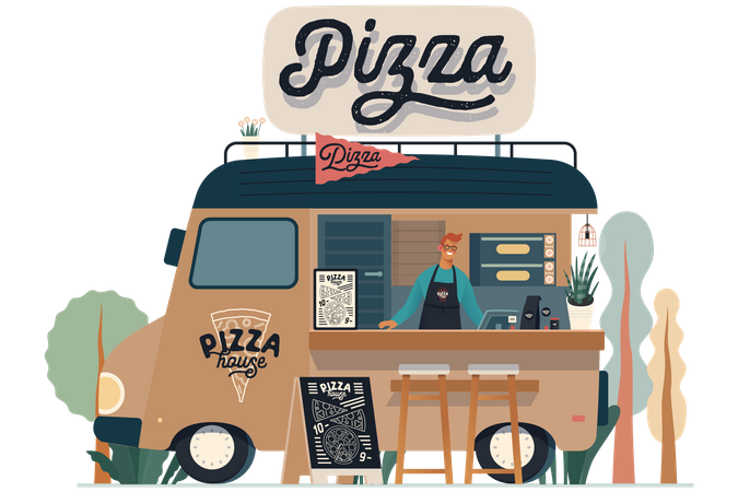 Pizza Truck Illustration