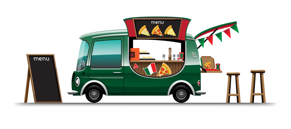 Pizza Truck Illustration