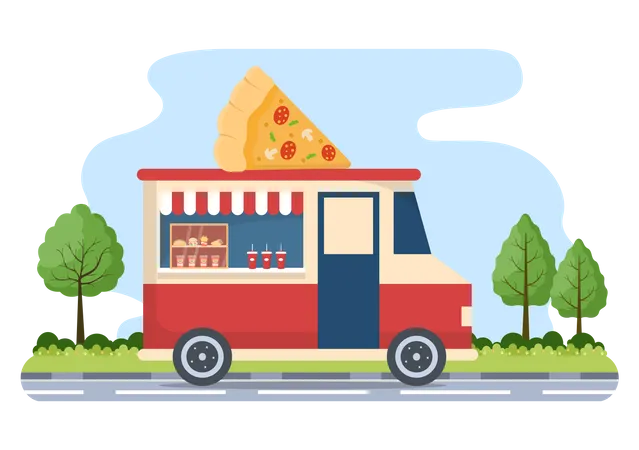 Best Premium Burger Truck Illustration download in PNG & Vector format