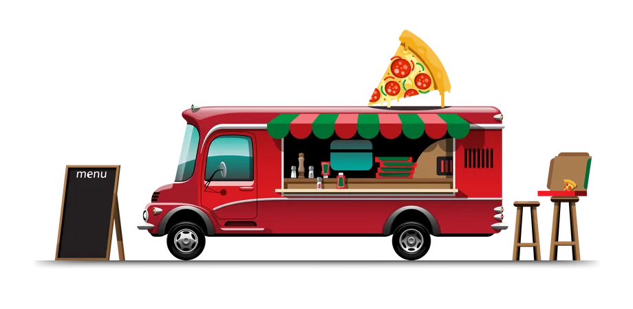 Pizza Van Illustration