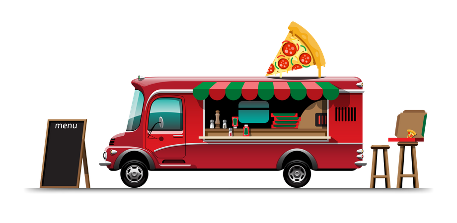 Pizza Van  Illustration