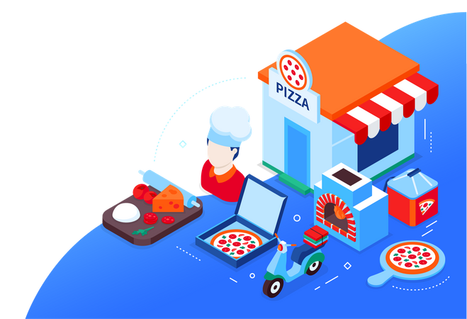 Pizzaria e delivery  Ilustração