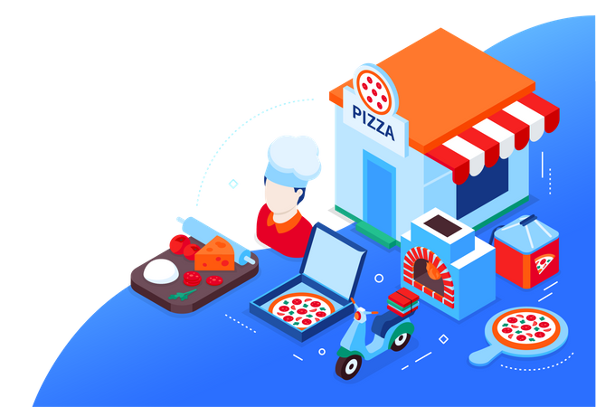 Pizzeria und Lieferservice  Illustration