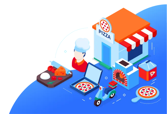 Pizzeria und Lieferservice  Illustration