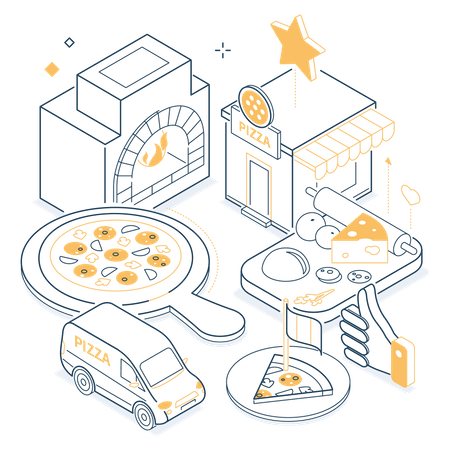 Pizzeria und Lieferservice  Illustration