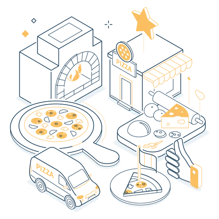 Pizzeria und Lieferservice  Illustration