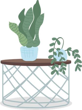 Placing houseplants on table  Illustration