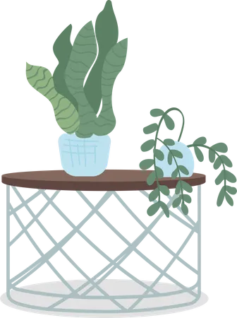 Placing houseplants on table  Illustration