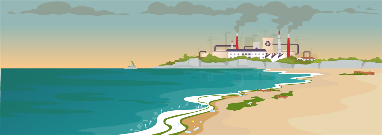 Plage de sable contaminée  Illustration