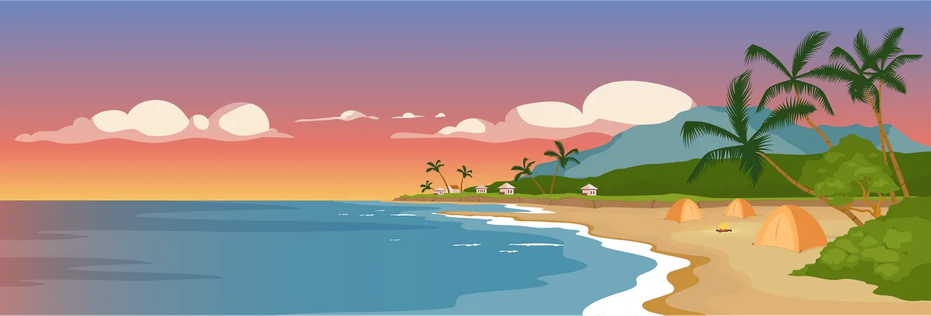 Plage de sable tropicale  Illustration