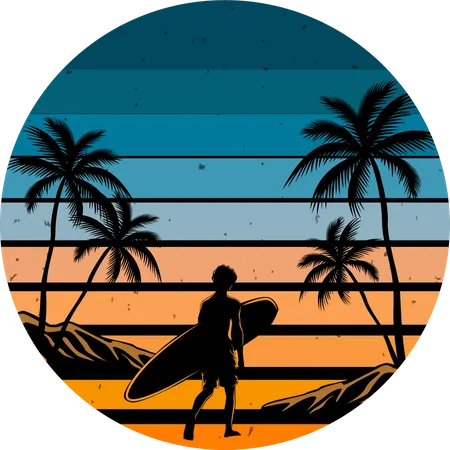 Plage de surf  Illustration