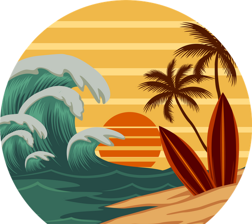 Plage de surf  Illustration