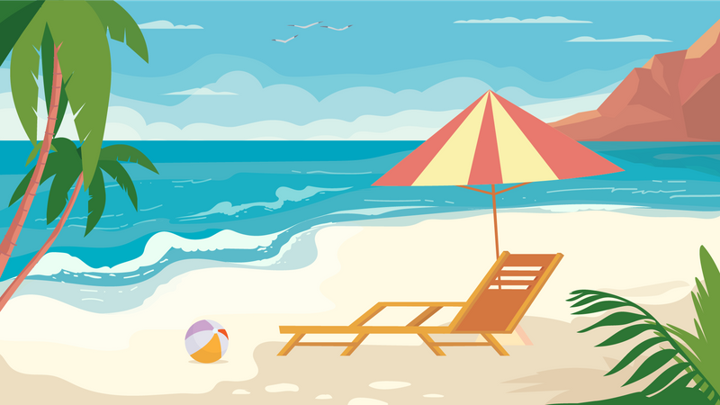 Plage d'été  Illustration