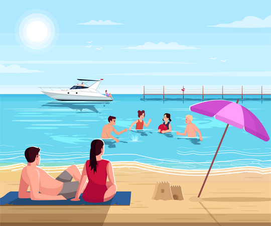 Plage publique  Illustration