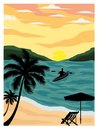 Plage tropicale  Illustration