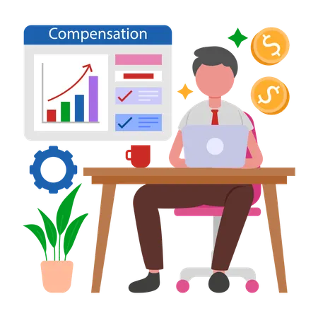 Garçon élaborant un plan de compensation  Illustration
