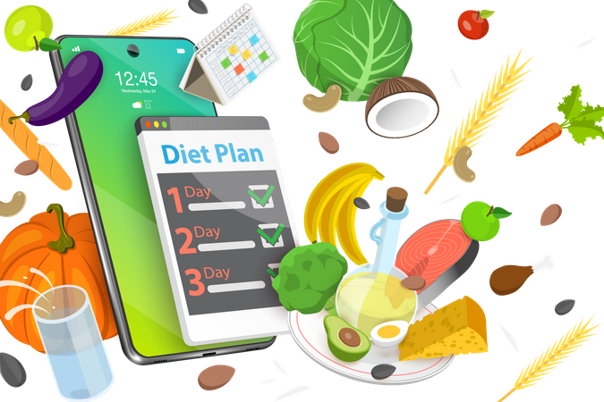 Plan de dieta en línea  Ilustración