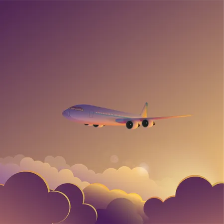 Plane flying in sky Illustration