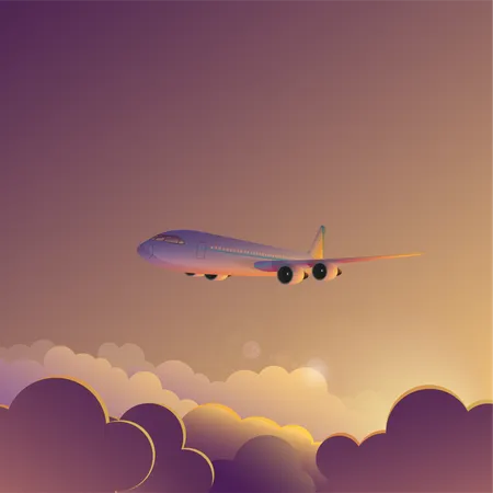 Plane flying in sky  Illustration