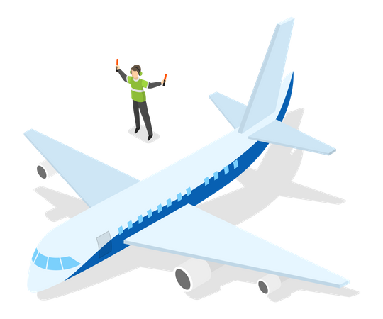 Plane take off from the airport runway  Illustration