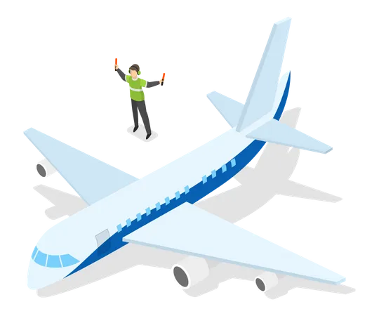 Plane take off from the airport runway  Illustration
