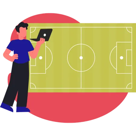 Treinador planejando táticas de futebol  Ilustração