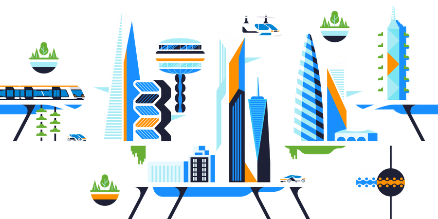 Planejamento urbano futurista  Ilustração