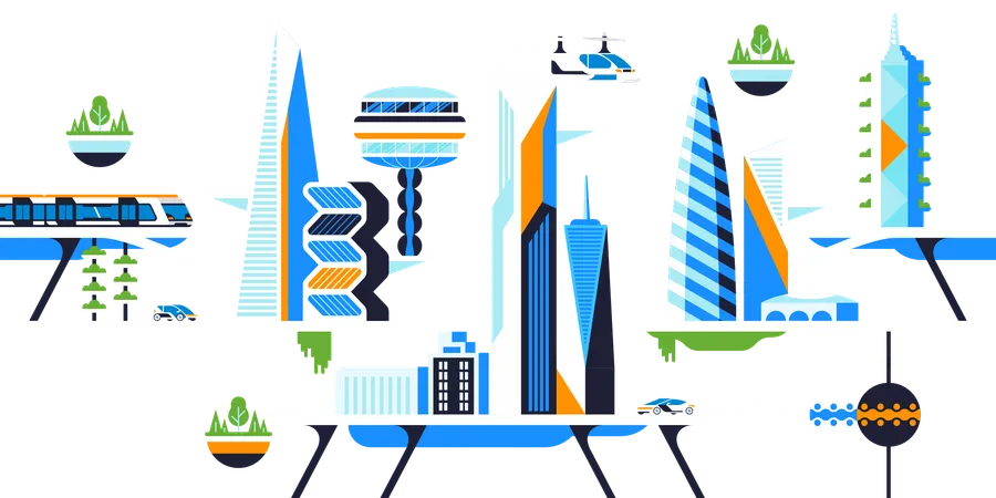 Planejamento urbano futurista  Ilustração