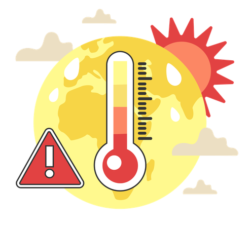 Planet Earth temperature rising due to CO2 emissions  Illustration