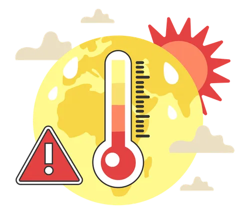 Planet Earth temperature rising due to CO2 emissions  Illustration