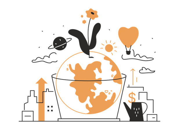 Planet from which the flower grows  Illustration