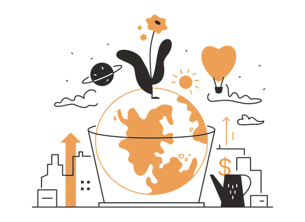 Planet from which the flower grows  Illustration