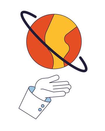 Planet over hand  Illustration