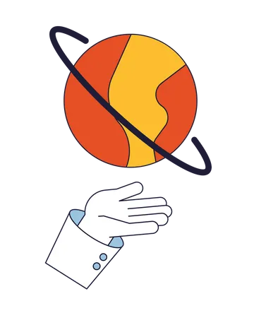 Planet over hand  Illustration