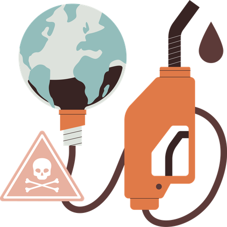 Planeta reserva agotamiento con pistola dispensadora de combustible  Ilustración