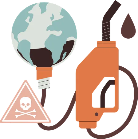 Planeta reserva agotamiento con pistola dispensadora de combustible  Ilustración