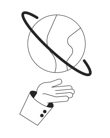 Planeta Sobre Objeto Vetorial Plano Monocromatico Isolado Anel Planetario Desenho Editavel De Arte Em Linha Em Preto E Branco Ilustracao De Contorno Simples Para Design Grafico Da Web Ilustração