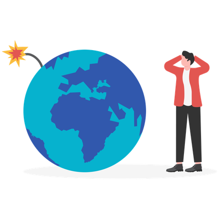 Planeta Terra com Fusível Queimando  Ilustração