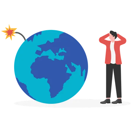 Planeta Terra com Fusível Queimando  Ilustração