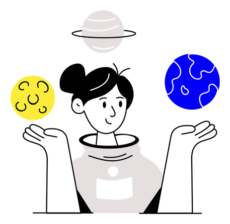 Planeten studieren  Illustration