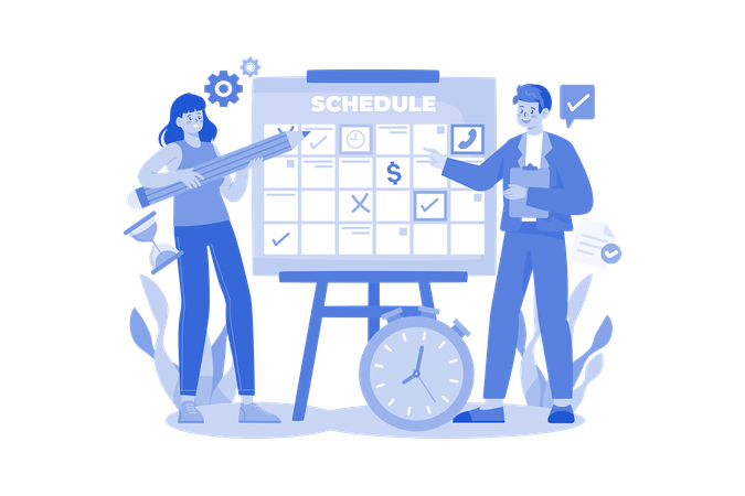 Planificación del horario de negocios  Ilustración