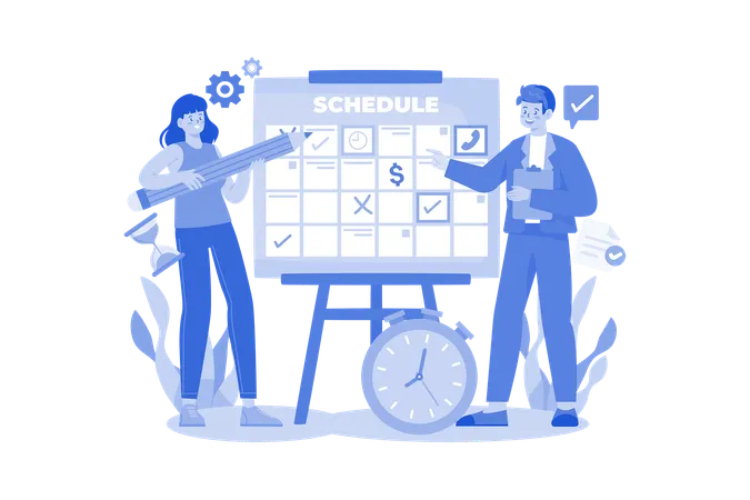 Planificación del horario de negocios  Ilustración