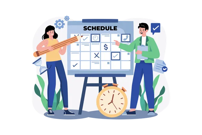 Planificación del horario de negocios  Ilustración