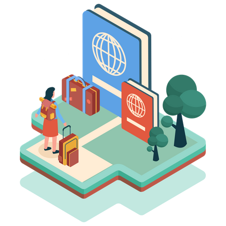 Planificación del viajero para las vacaciones  Ilustración